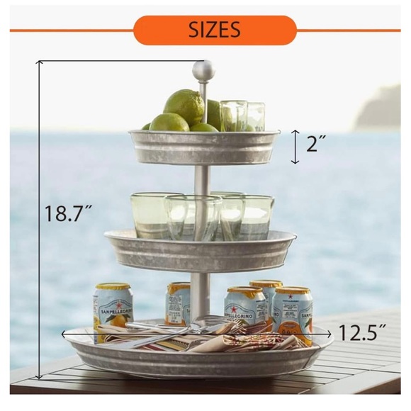 3 Tier Metal Tray, Indoor & Outdoor Use, like new, farmhouse style - Picture 5 of 10